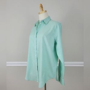 Everlane Bright Jade/White Silky Cotton Relaxed Blouse Shirt Top